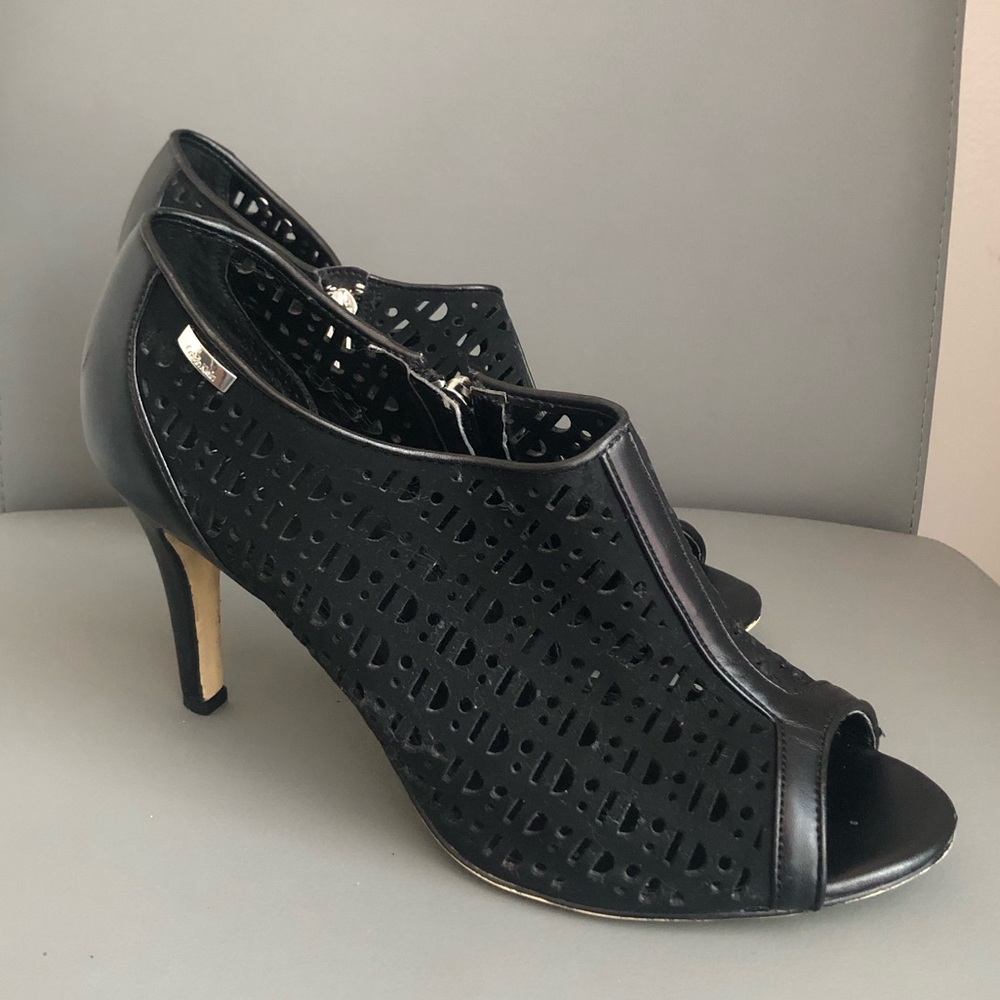 Calvin Klein Kailani Black Open Toe Zipper Bootie Shoes Size 10
